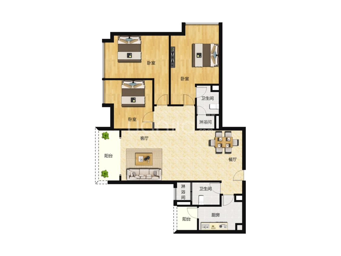 西关海14栋03户型户型图(链家网)