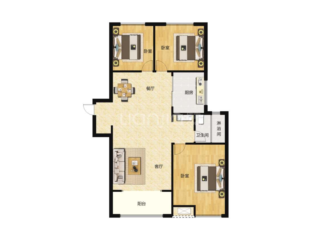 中铁诺德名城a-4107-111户型图(链家网)