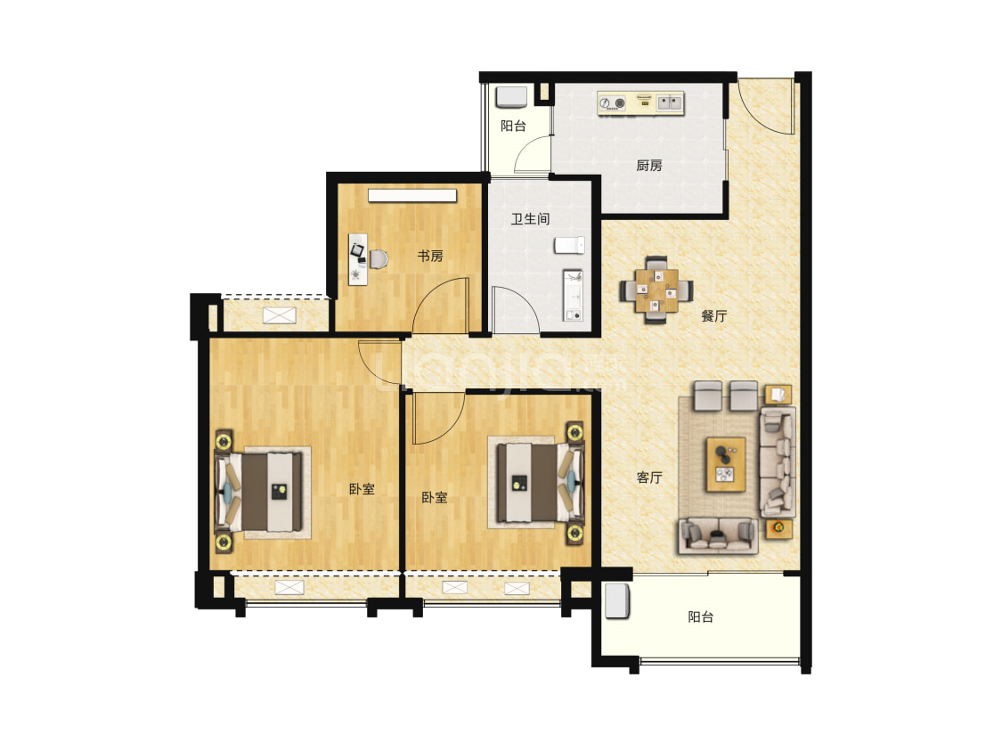 富丰君御90㎡户型户型图(链家网)