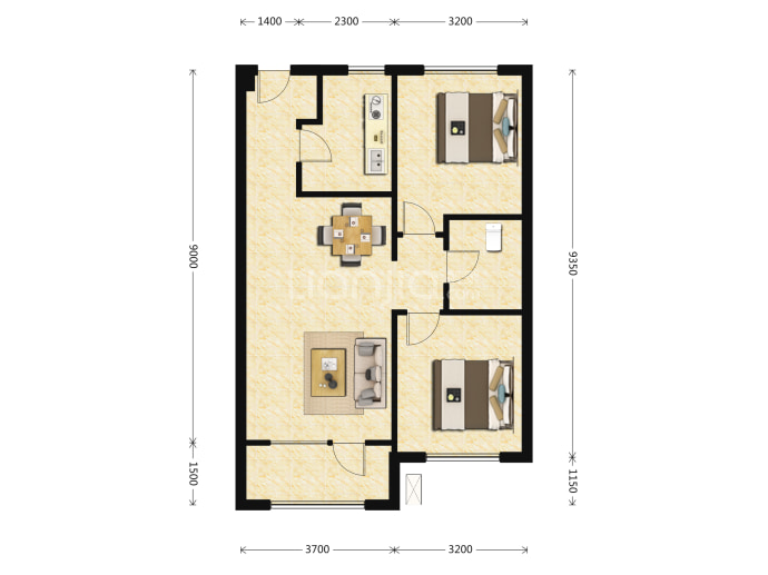 明华彩虹里--建面 91.58m²