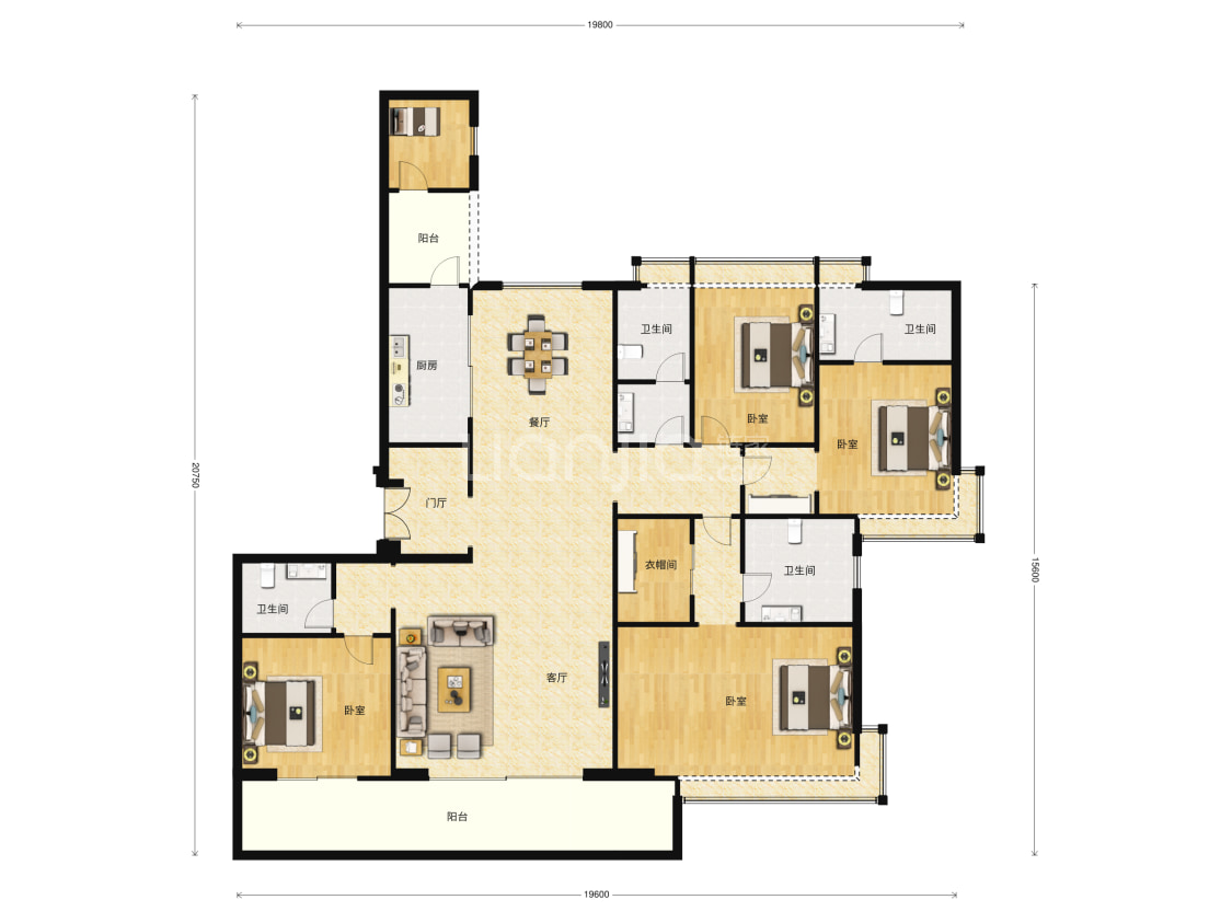 西关海13栋01户型户型图(链家网)