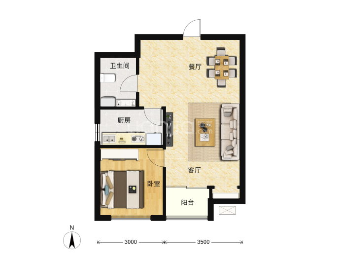 瑞海澜山--建面 66.26m²