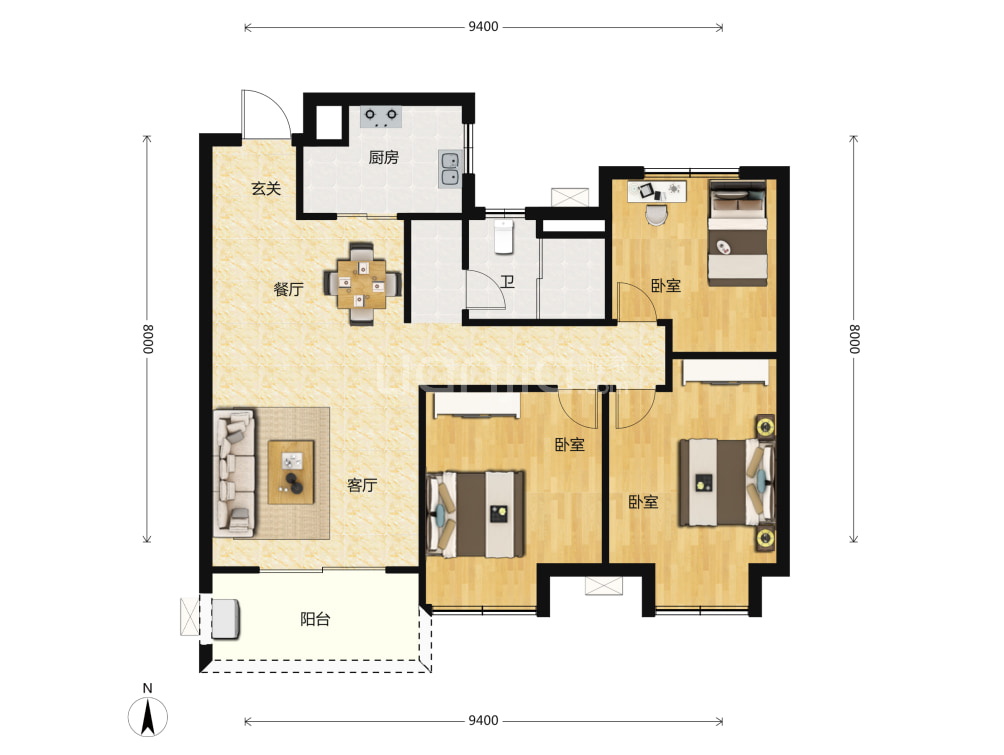 中粮祥云地铁小镇户型图(链家网)