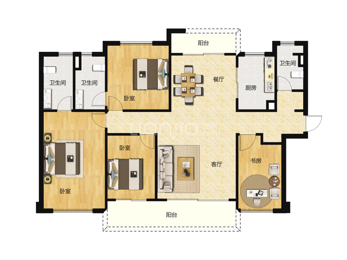 碧桂园·翡翠湾32.33栋02.03户型户型图(链家网)