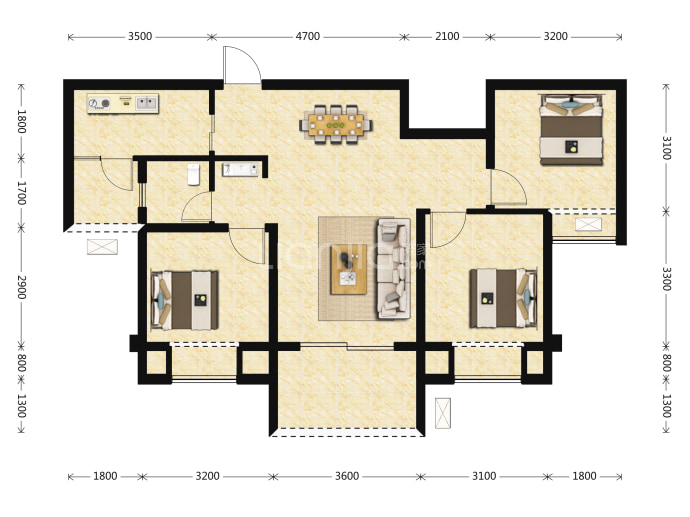 阳光城哈罗小镇--套内 74.97m²