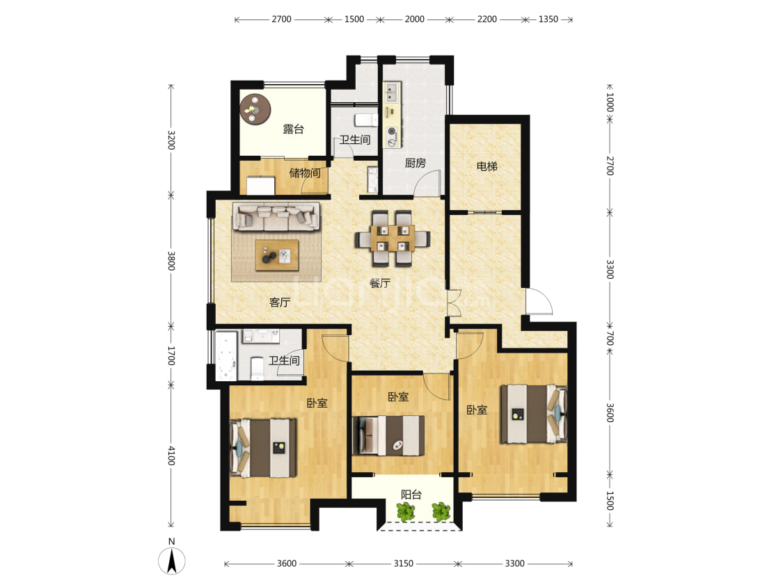 上实海上海117户型户型图(链家网)