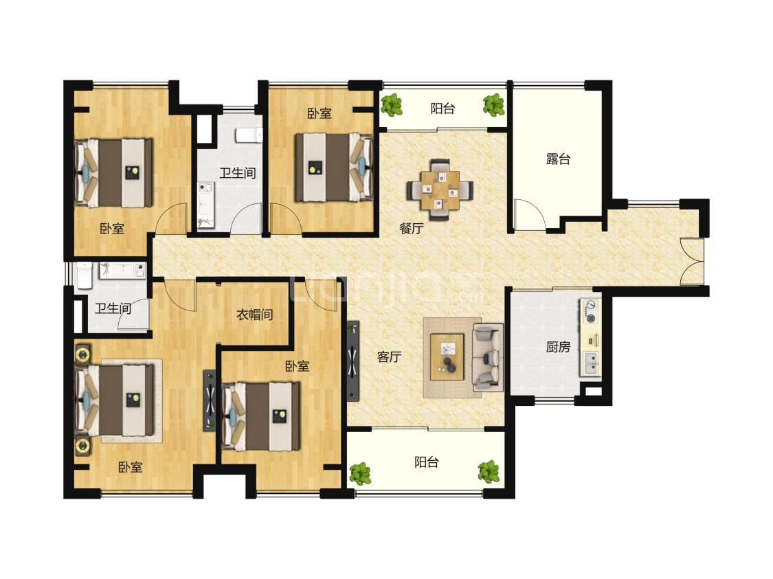保利翡翠公馆12座01单位户型图(链家网)