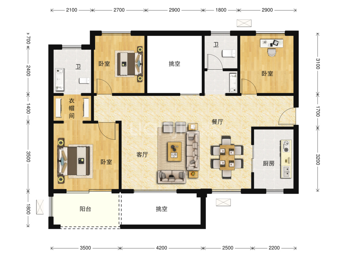 天琴湾117㎡户型图户型图(链家网)