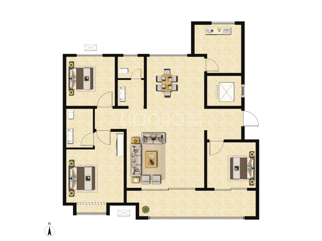 春霖·悦园b户型户型图(链家网)