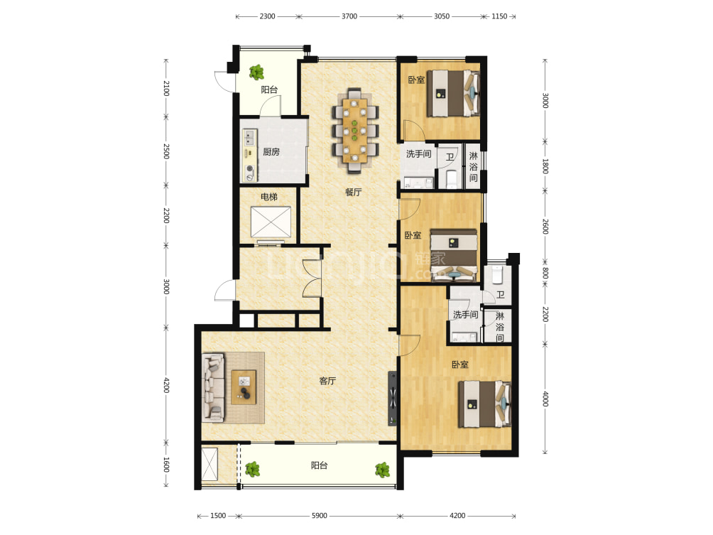 卧龙东方郡户型图(链家网)