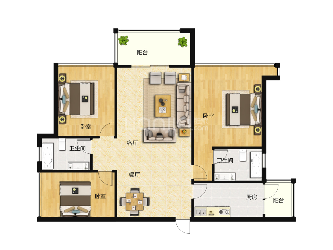 天奕国际广场109平米户型户型图(链家网)
