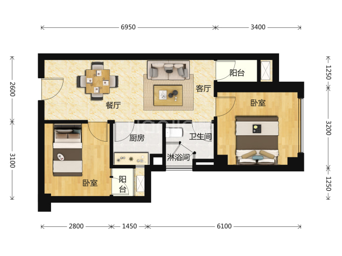 润科华府--建面 63m²