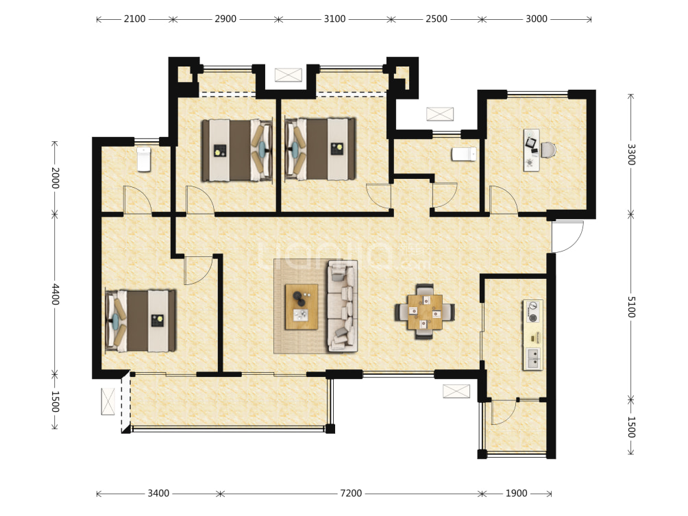 花屿岛澜庭户型图(链家网)