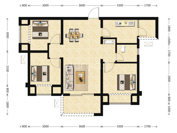 阳光城哈罗小镇--套内 70.5m²