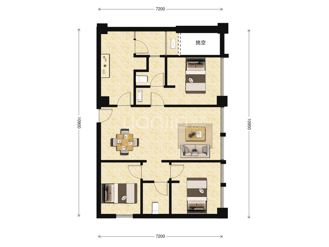 香槟城a1户型户型图(链家网)