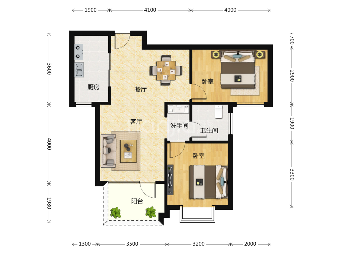 国瑞生态城a2户型户型图(链家网)