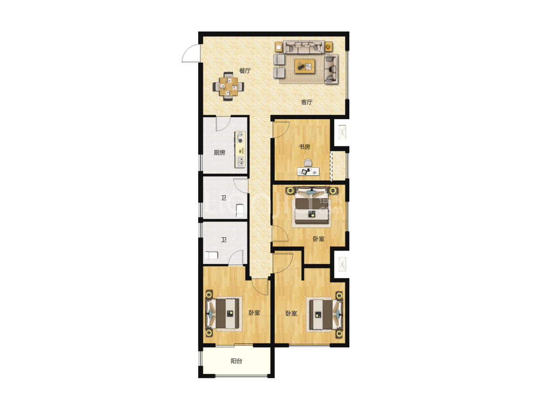 升龙御玺1-d户型户型图(链家网)