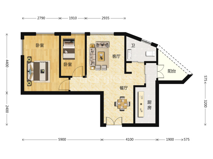 紫星华府--建面 71.66m²