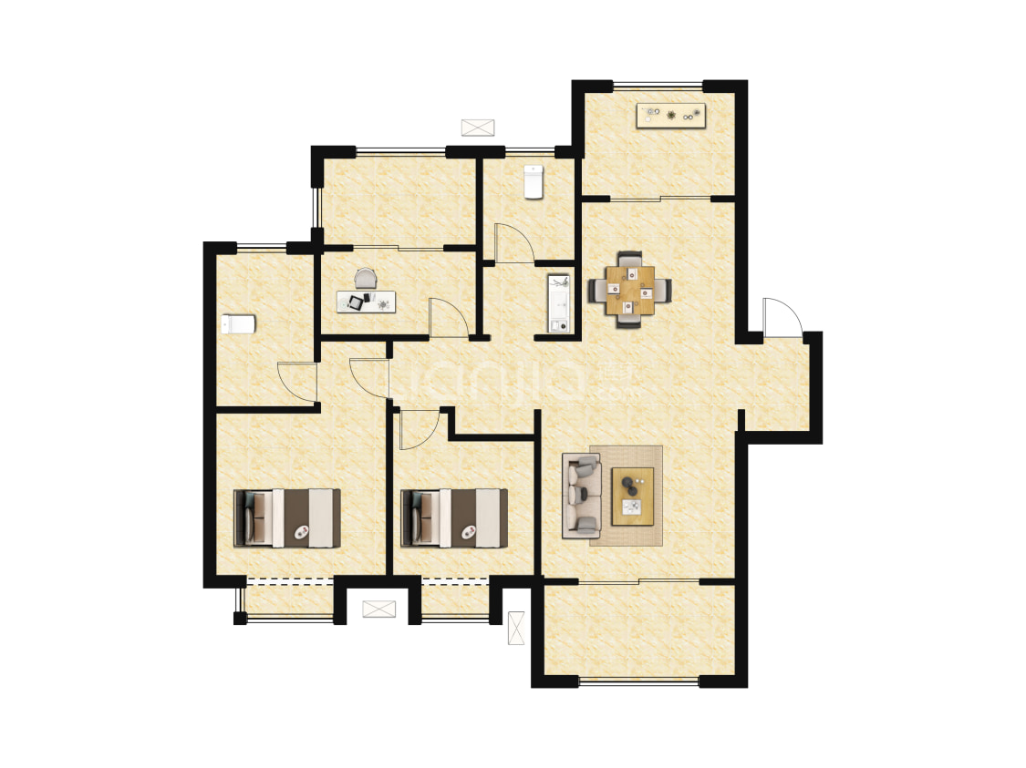 印悦府110平米户型户型图(链家网)