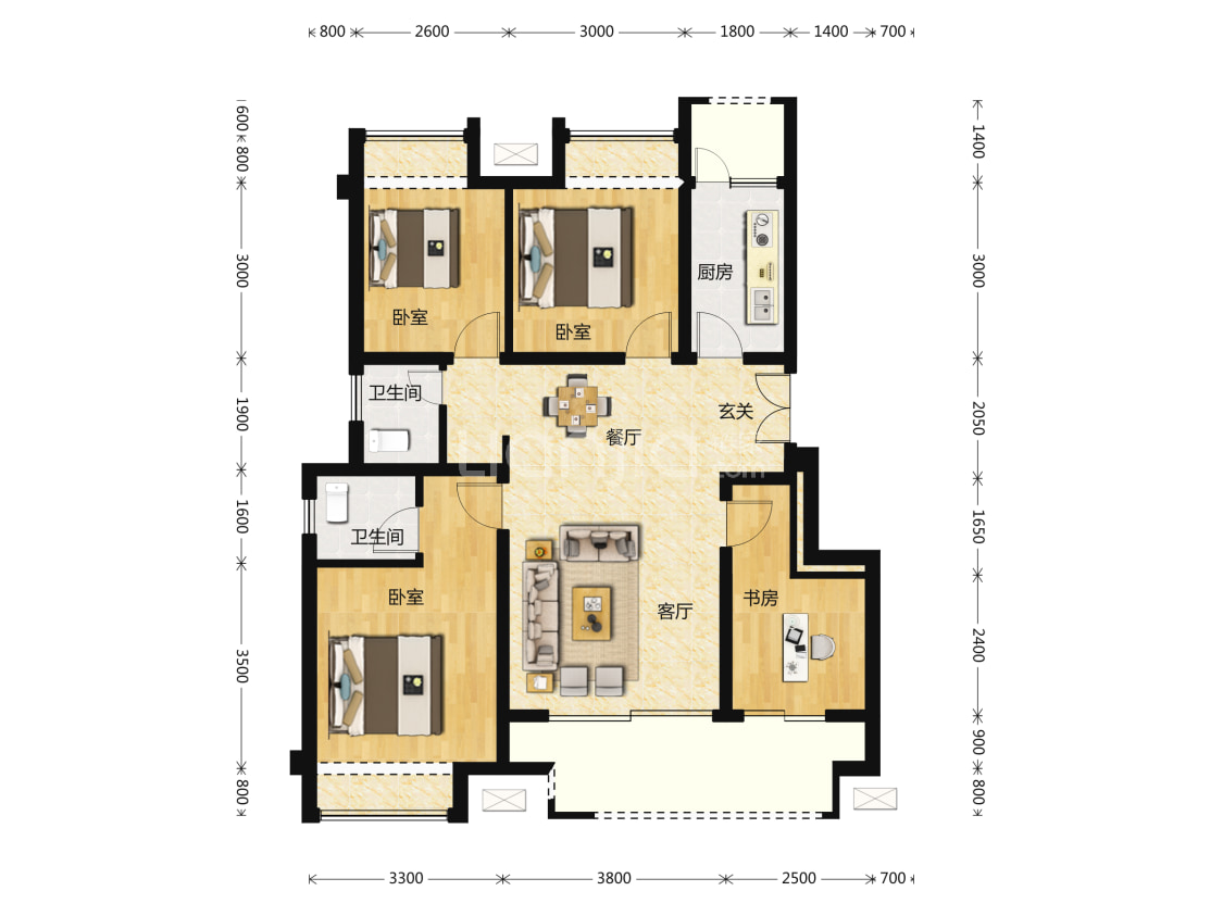 金科黛山悦府洋房p户型户型图(链家网)