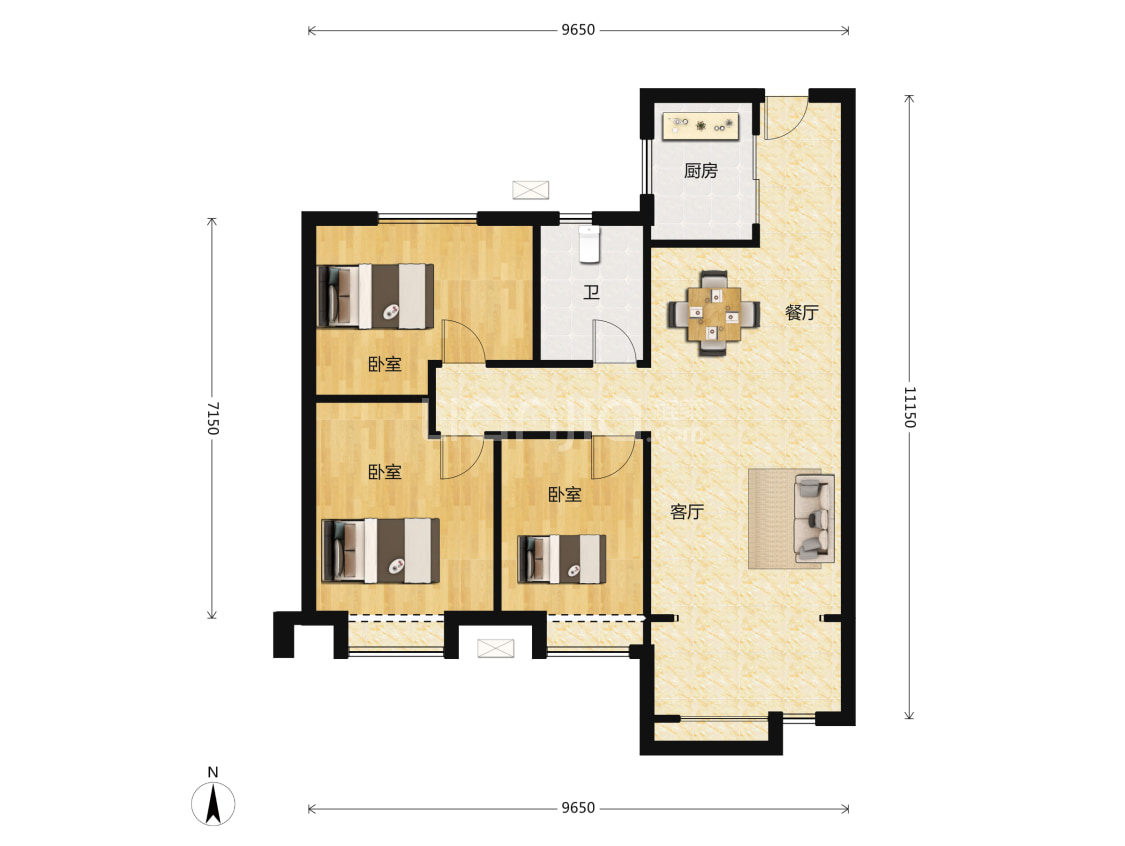 碧桂园·桃源里y306-b户型户型图(链家网)