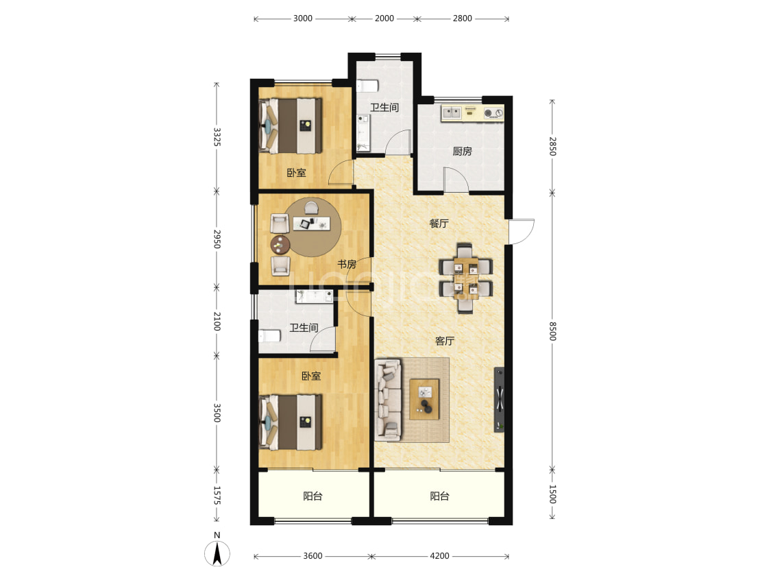首创·国际学园138户型户型图(链家网)