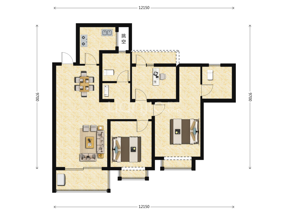 华侨城公园悦府户型图(链家网)