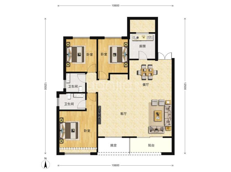 沣水云岭141㎡户型户型图(链家网)