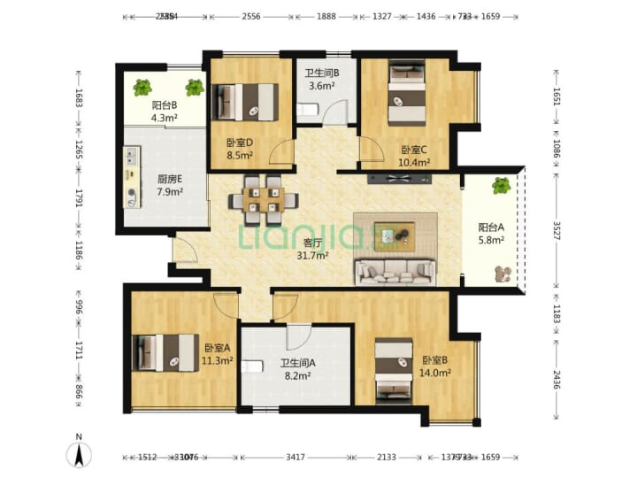 洲际亚洲湾 4室2厅 125.4平米