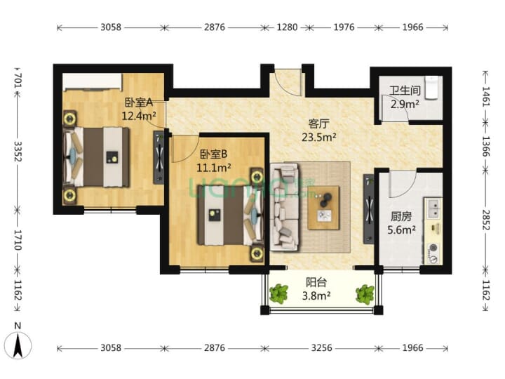 东城家园 双阳两室 精装修 诚意卖 看房方便 欢迎咨询