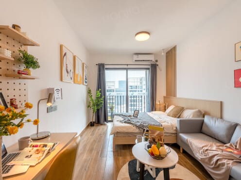 独栋·建方寓 桂城店 押一付一带阳台南向大单间，建方寓家私家电齐全，可开发票办居住证，免费健身房 开间