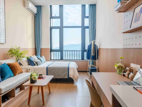 独栋·冠寓 珠海北站店 年末优惠200！可短租 近宝龙城 学生打折 免费健身房书吧  楼下即公园  大落地窗视野无遮挡 开间