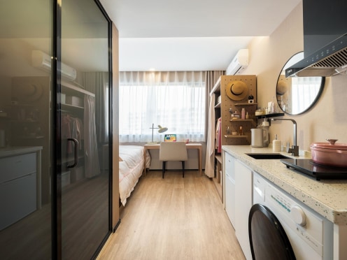 独栋·源悦里青年公寓酒店 东莞国贸店 第一国际丨甜美缤纷风一居 免费健身 开间