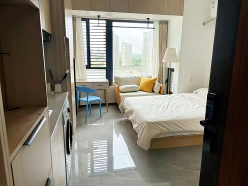 独栋·微音公寓 花桥店 三个月起租 绿地滨江汇  全明户型 精致阳光一居室 直租无中介费 民用电费 开间