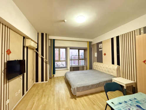 独栋·彩妆公寓·民宅租赁 沈辽路万达广场公寓C座 可月付！可长短租免中介费一室电梯空调家电全能做饭 1室1厅