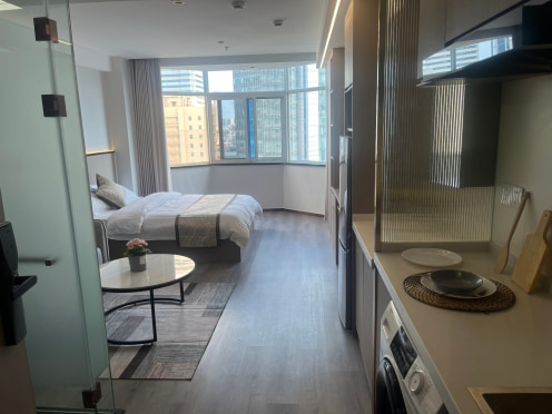 独栋·柚米 乐之家公寓三阳广场店一期 精装一室朝南带阳台 4个月起租 三阳广场地铁口 押一付一 可做饭 1室1厅