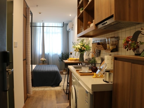 独栋·柚米寓 无锡三阳广场店 无停车位，三阳广场地铁口，包网费物业费，拎包入住  押一付一 1室1厅