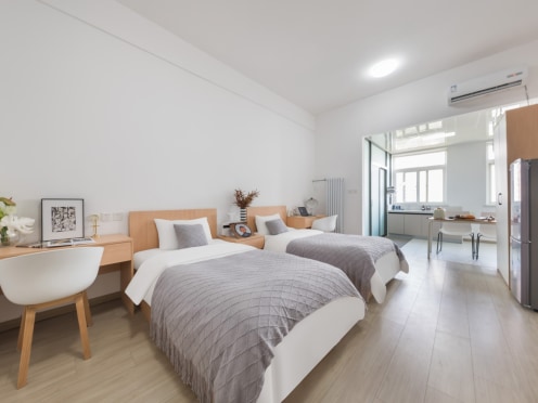 独栋·励业公寓 励业公寓烟台天津南路富士康店 公寓直租无中介，24小时安保一居室双床A 开间