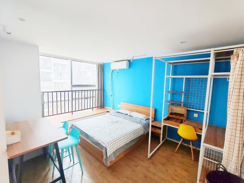 独栋·柚米寓 解放路B店 整租一室阳台可短租 可月付 近梁家巷 荷花池 1室1厅