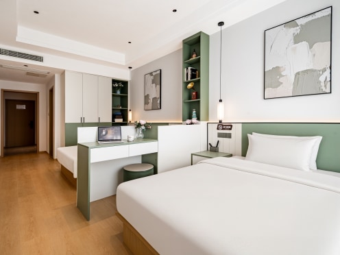 独栋·家蜓酒店公寓 徐州高铁站店 豪装双床房，精装一居，可短租,近地铁一号线,包1000兆宽带 开间