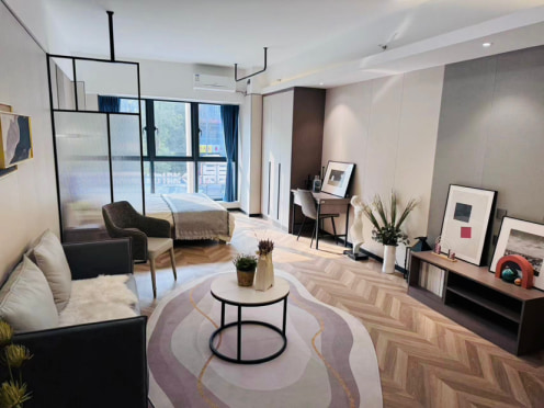 独栋·龙湖冠寓 成都双凤桥店 无中介月租特惠  落地窗大平层套一近武青南路 独卫 带油烟机 1室1厅