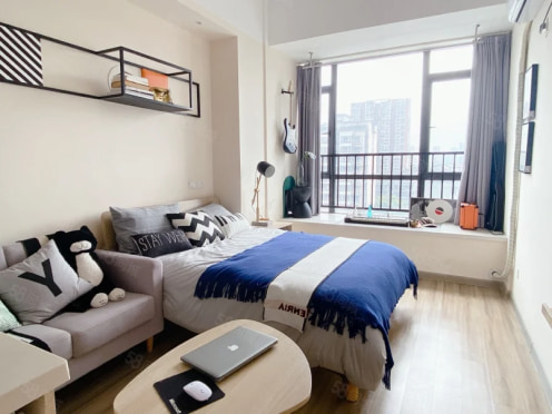 独栋·龙湖冠寓 成都解放路店 【仅月租】文殊院金牛万达整租！精装！地铁口！无中介！短租特惠  全天候管家服务！ 1室1厅