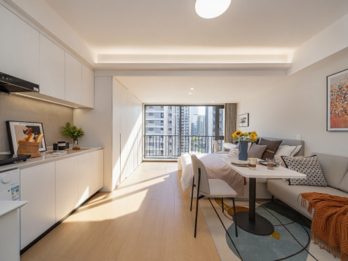 独栋·晟光里 建发缦云店 可短租/年末钜惠/减免45天房租/ins风阳光大床房/民用水电 1室1厅