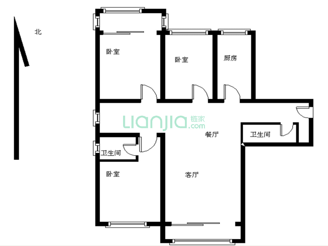 清友园158平大三居 四面把窗南北通透 前后花园