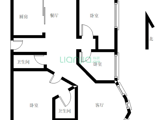 德林园 南北通透3居室 客厅270度采光适宜改善