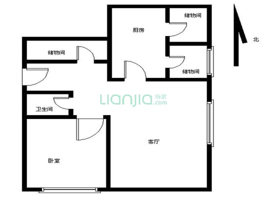 首付38万,免税两居室,使用面积70平-户型图