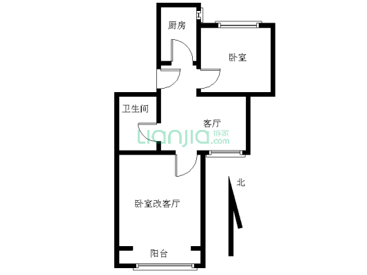 石佛营西里 精装南北通透两居室 贷款30年 拎包入住-户型图