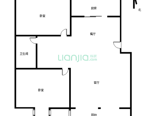 此房满五，南北通透两居室，房本在手随时过户-户型图
