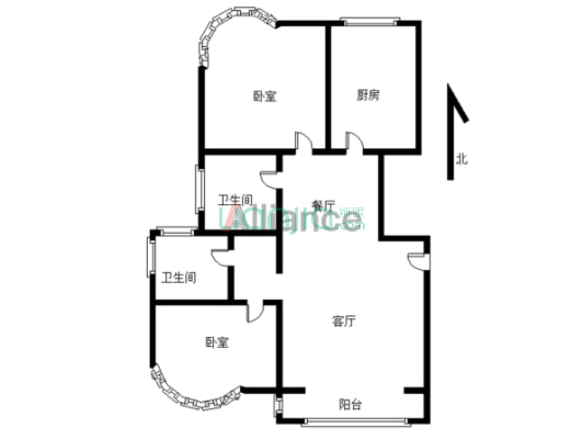 双塔社区 房本满五唯一 小区环境优美-户型图