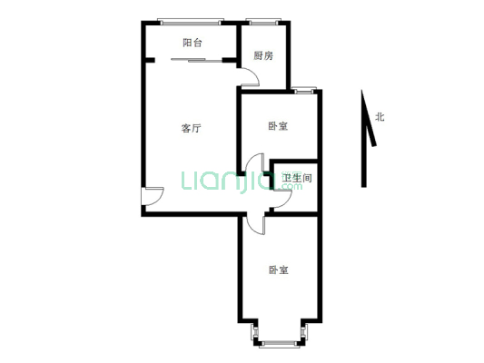 翡翠城 2室2厅 南 北-户型图